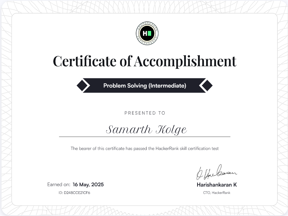 Problem Solving Certificate