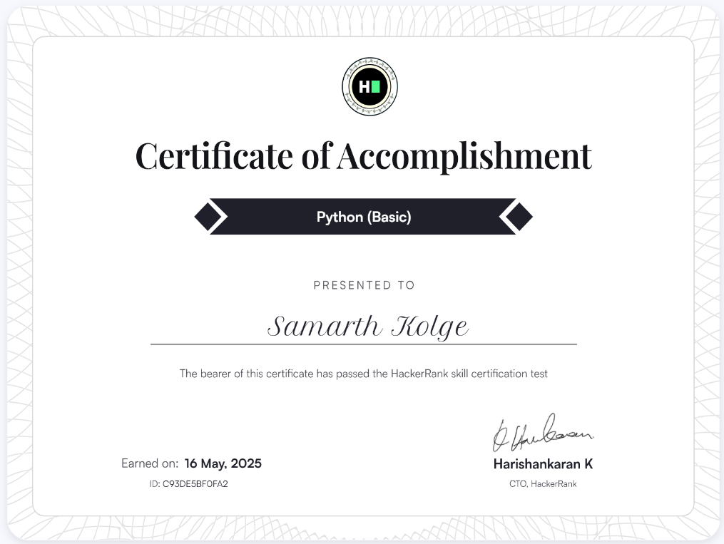 Python Basic Certificate