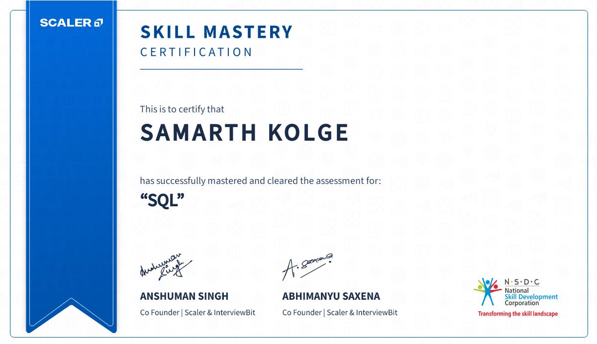 SQL Certificate