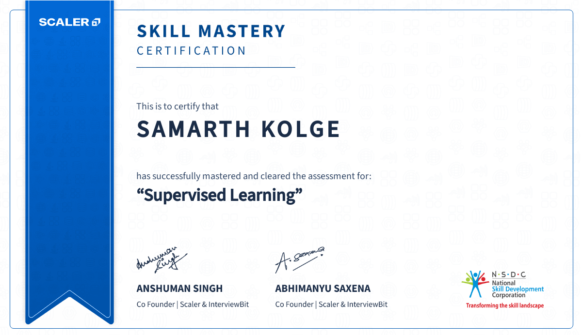 Supervised Learning Certificate