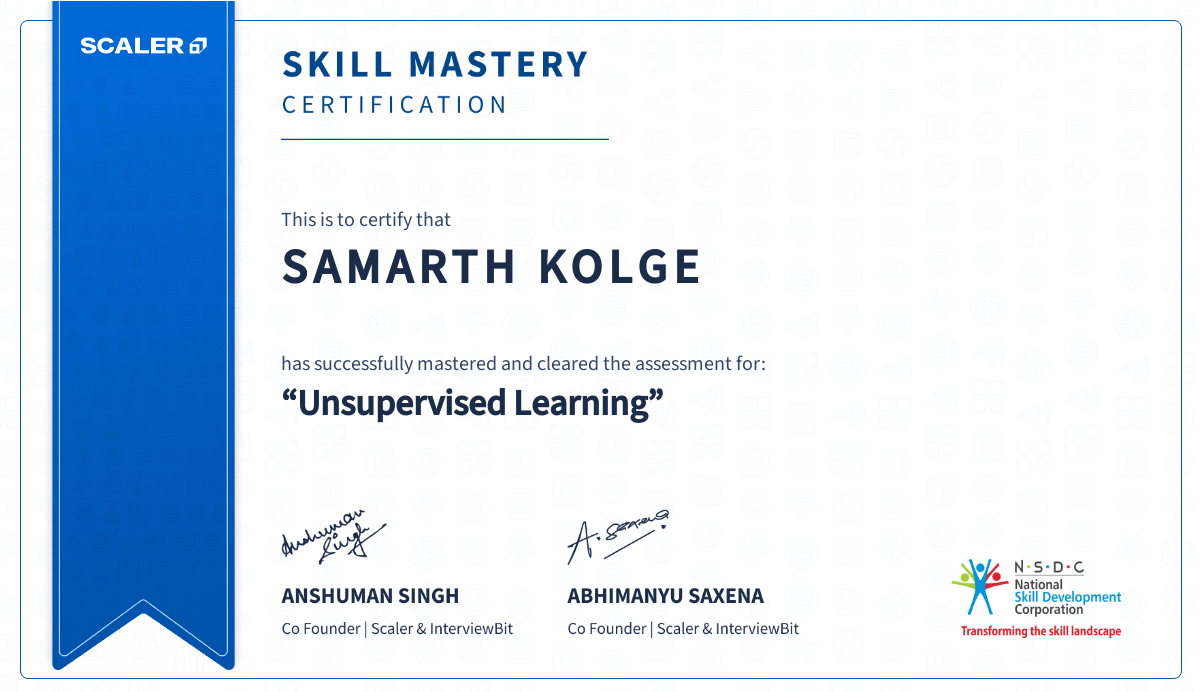 Unsupervised Learning Certificate